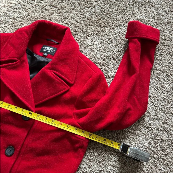 Vintage B. Moss Red Pea Coat Wool Women Size Medium - Picture 3 of 5